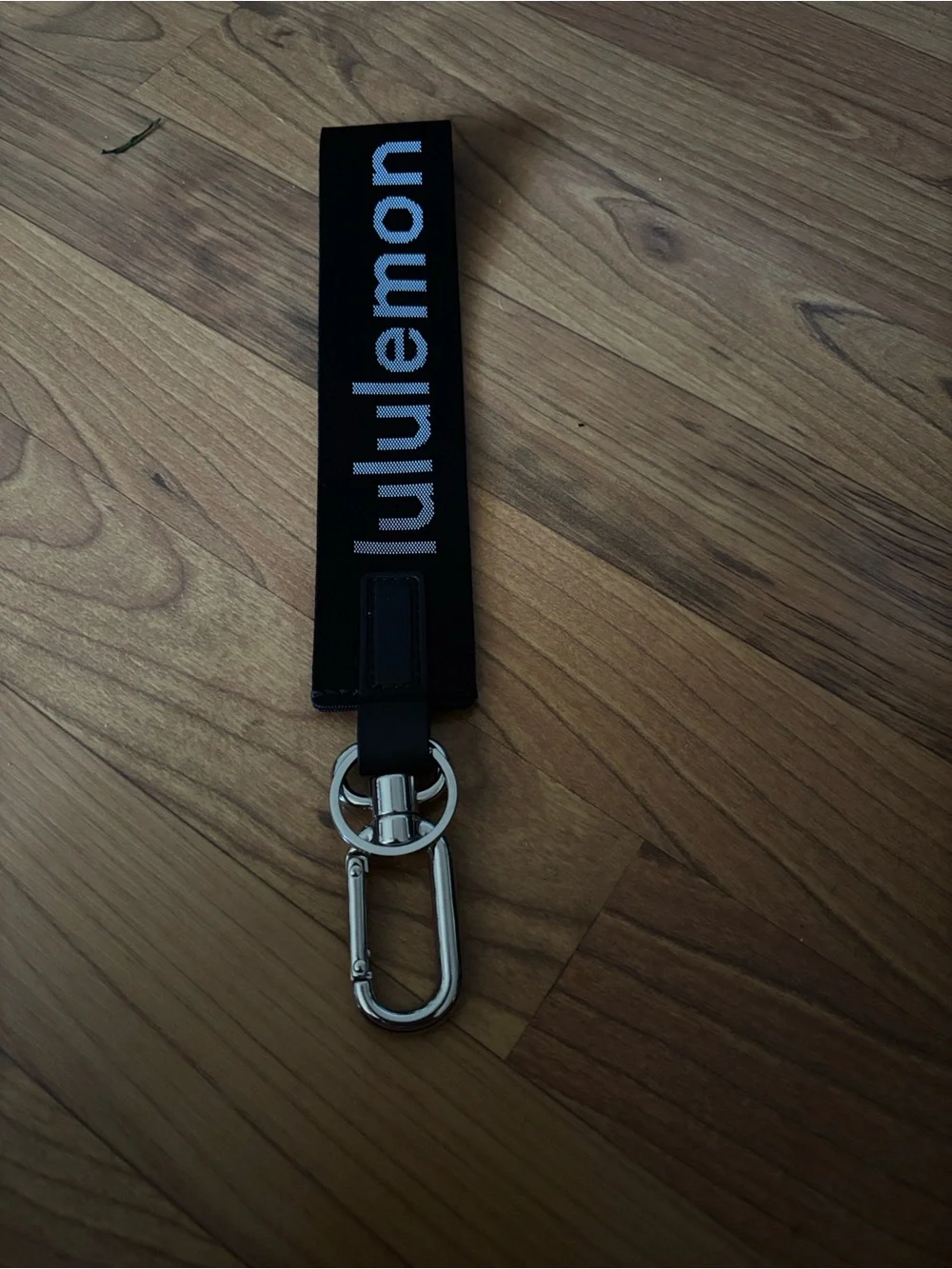lululemon athletica Black Wrist Key Strap with Silver Clip